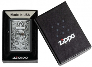 Зажигалка  Zippo 48122 218 Skull Anchor Emblem Design