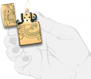 Зажигалка Zippo 29265 Armor Multicut Dragon, Gold Plate