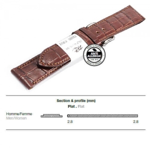 Ремешок кожаный ZRC 5492003ST MAT CALF ALLIGATOR BROWN 20MM