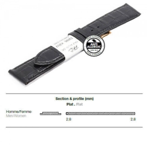 Ремешок кожаный ZRC 5491801ST MAT CALF ALLIGATOR BLACK 18MM