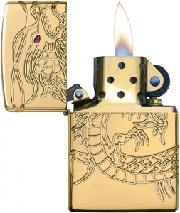 Зажигалка Zippo 29265 Armor Multicut Dragon, Gold Plate