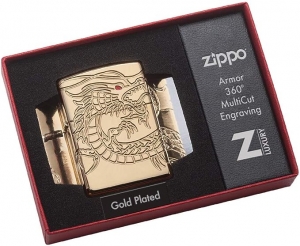 Зажигалка Zippo 29265 Armor Multicut Dragon, Gold Plate