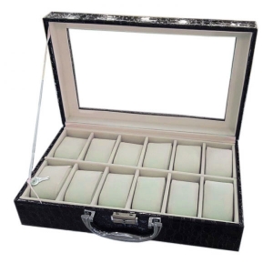 Шкатулка для хранения часов Croco Black на 12 шт.