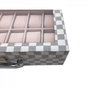 Шкатулка для хранения часов 12 шт. Клетка светлый