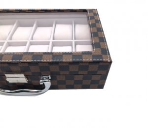 Шкатулка для хранения часов 12 шт. Клетка темный