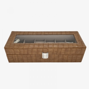 Шкатулка для хранения часов E-24 рыжий на 6 шт.