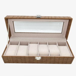 Шкатулка для хранения часов E-24 рыжий на 6 шт.