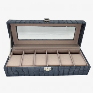 Шкатулка для хранения часов E-24 синий на 6 шт.