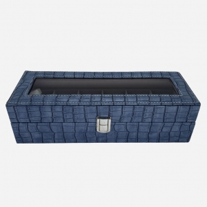 Шкатулка для хранения часов E-24 синий на 6 шт.